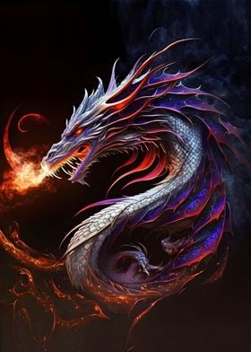 the dragon emits fire