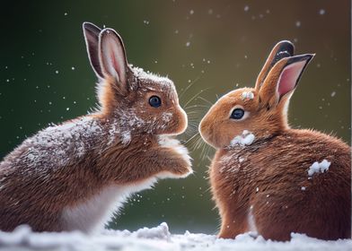 cute bunny in snow