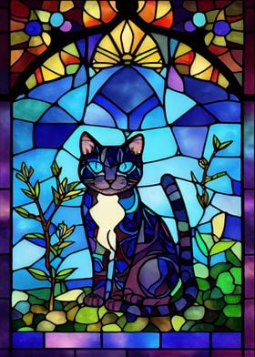 Cat 3 Stained Glass Style 