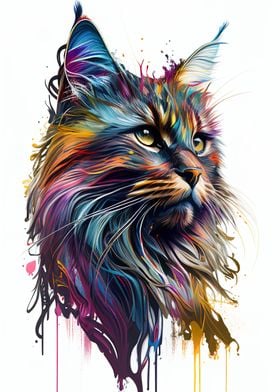 Maine Coon Cat Pop Art