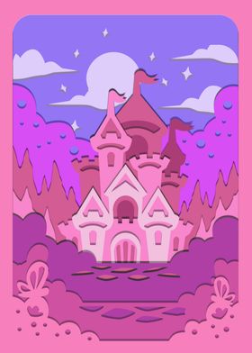 Pink princess castle night