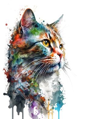 Cat in watercolor