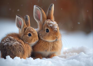 cute bunny in snow