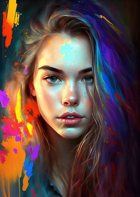 Colorful teen girl