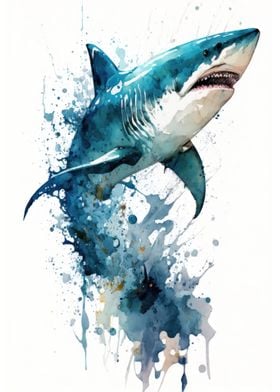 Shark in watercolor