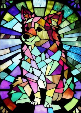 Dog Stained Glass Style 