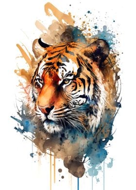 Tiger in watercolor