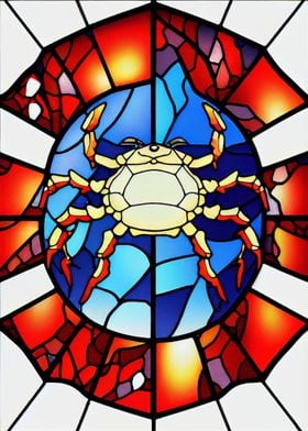 Crab Stained Glass Style 