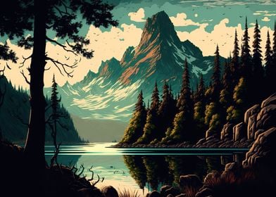 mountain lake landscape