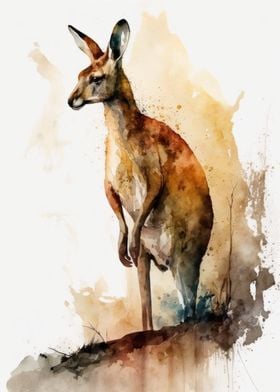 Kangaroo in Watercolor