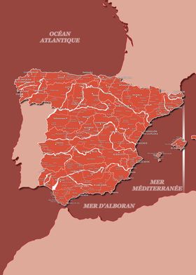 Map of Spain : Red