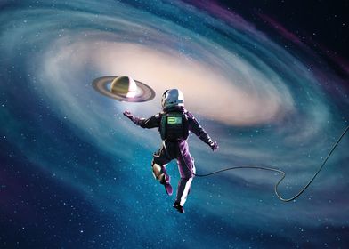 Sci Fi astronaut in galaxy
