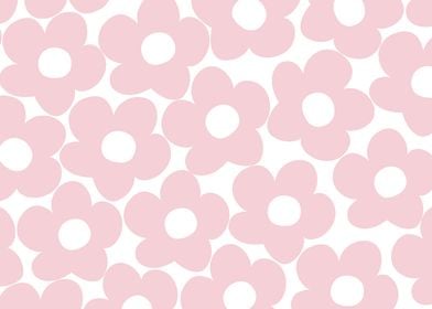 Blush Pink Retro Daisies 1