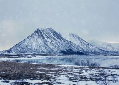 Snowy mountain in Norway