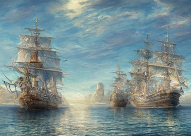 Ships on the ocean