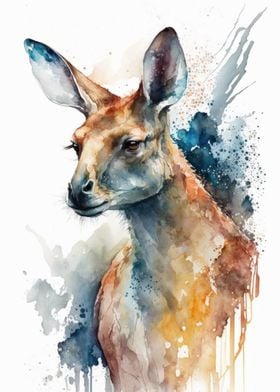 Kangaroo in Watercolor