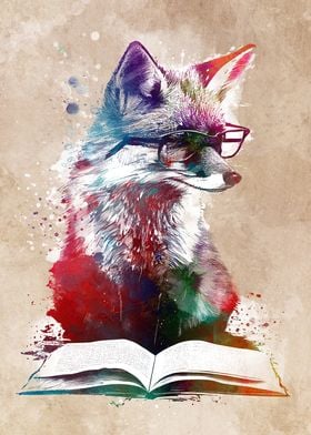 Fox reading book