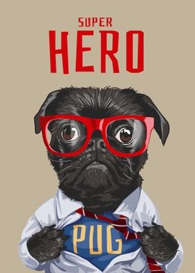 Superhero pug dog