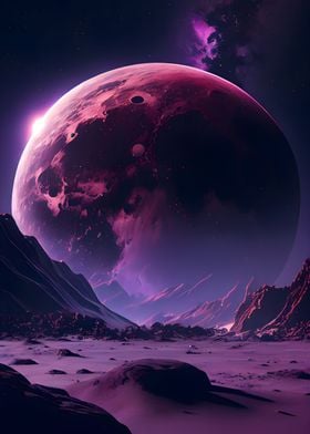 purple moon from the space