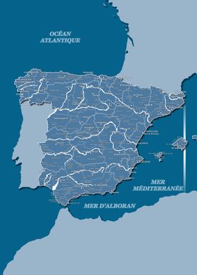 Map of Spain : Blue