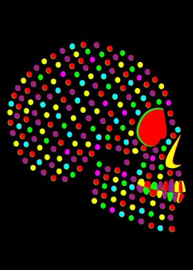 Colorful dots skull icon 