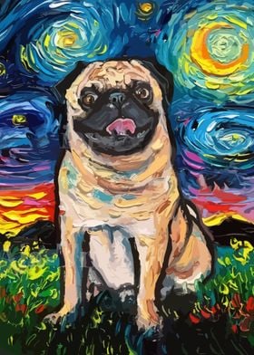 Dog Starry Night Van Gogh