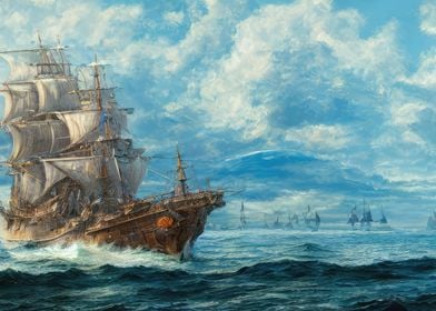 Painting of ships