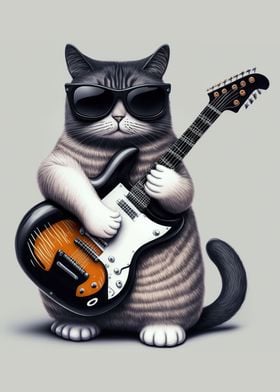 Cat playing guitar 