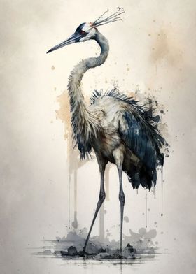 Graceful Crane Watercolor