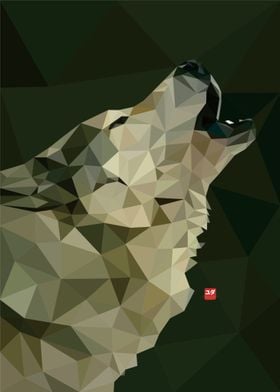 Low Poly Wolf Howling