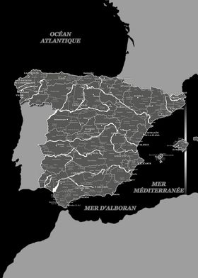Map of Spain : Dark Grey