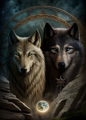 Norse Mythology Wolf Duo 