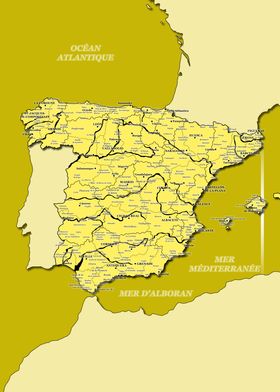 Map of Spain : Yellow