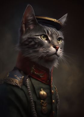 An elegant cat in military