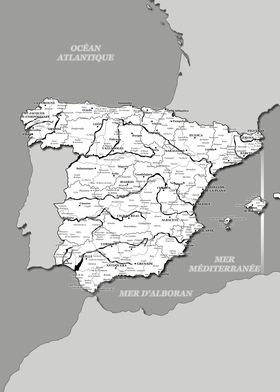 Map of Spain : Light Grey