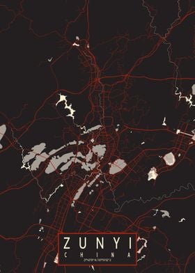 Zunyi City Map Vector