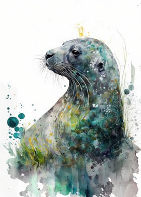 Sleek Seal Watercolor