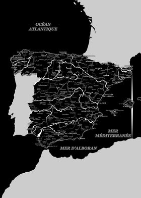 Map of Spain : Black