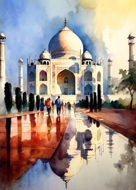 'Watercolor Taj Mahal' Poster by Usama Design | Displate