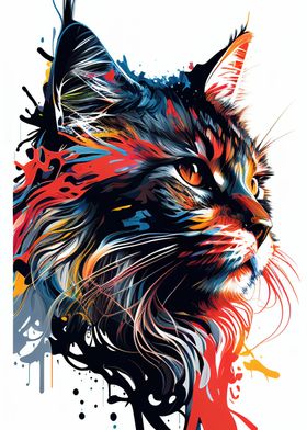 Colorful Maine Coon Cat