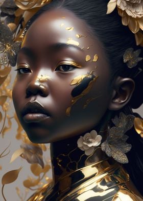 African girl gold portrait