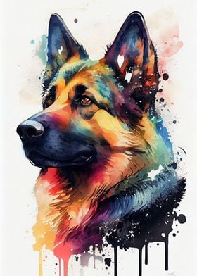 German Shepherd Watercolor