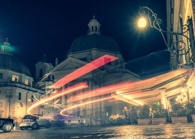 Rome night Popolo church