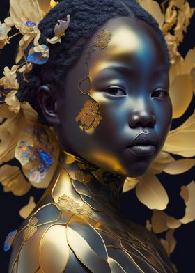 African girl gold portrait