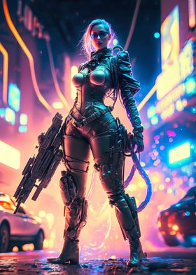 Bad ass cyberpunk girl