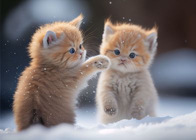 kitten playing in the snow