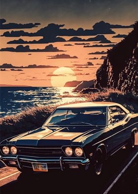 Retro Car Posters Unique Online Displate Metal Paintings - Prints, Pictures, | Shop