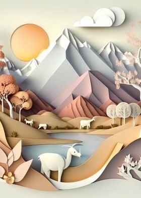 Nature in paper cut style