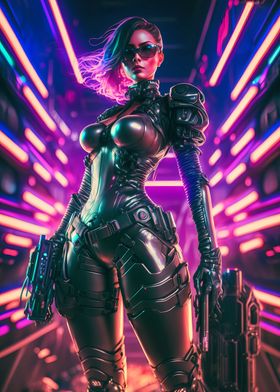 Bad ass cyberpunk girl