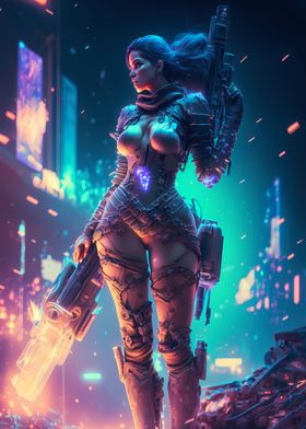 Bad ass cyberpunk girl